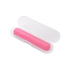 Luxury Leather Single Pen Holder with Transparent Case - Pink