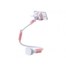 Flexible Adjustable Gooseneck Cellphone Clip Mount w/ LED Lamp - Pink