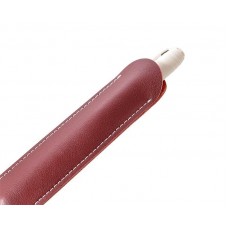 Luxury Leather Single Pen Holder with Transparent Case - Burgundy