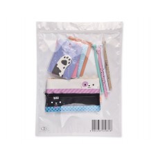 Funny Cats Stationery Set with Pencil Case, Pens and Sticky Notes - A