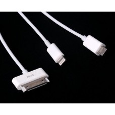 80cm 3 in 1 Charging Cable with Lightning, Micro USB and Apple 30-pin