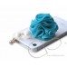 Dangling Flower Crystal Headphone Jack Plug - Blue
