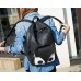Cute Fox Cartoon PU Leather Casual Backpack - Black