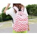 Stripe Print Casual Canvas Backpack - Pink