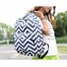 Stripe Print Casual Canvas Backpack - Blue