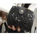 Chic Mini Shoulder Bag with Detatchable Strap - Black Sequin