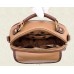 Vintage PU Leather Crossbody Satchel Bag - Khaki
