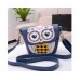 Cartoon Owl Print PU Leather Shoulder Bag - Blue