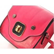 Exotic PU Leather Shoulder Bag for Women - Magenta