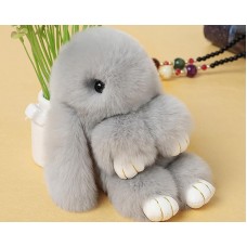 Cute Rex Rabbit Fur Keychain - Gray