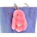 Cute Rex Rabbit Fur Keychain - Pink